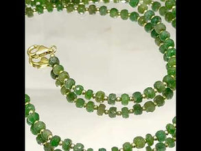 Heart Chakra Natural Emerald 4mm with 925 Sterling Silver Station Necklace Faceted Rondelle Beaded Gemstone