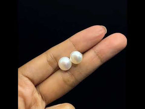 Freshwater Pearl Earrings White Button Stud 8-10mm Very Good Luster Classic Jewelry Gift for Her Purity and Love