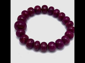 Natural Ruby Stretch Bracelet | Smooth 10–15mm Rondelle Beads 21 Pcs 266 Carats | Burgundy Red VVS Clarity | Genuine Gemstone Jewelry