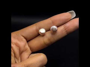 Handmade Pearl Freshwater Stud 9mm Button Shape Purple Color Excellent Luster Timeless Pearl Earrings Gift for Her Calm and Grace