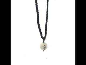 Natural Howlite Gemstone 16mm Ball With Black Twisted Cord Pendant Necklace Best Known For Peaceful Sleep And Calming Energy
