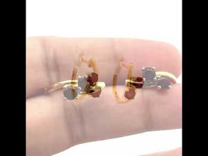 18K Yellow Gold | Natural Rubellite Huggie Hoop Gemstone Earrings | Elegant Modern Design