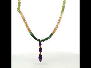 Citrine Natural, Spessartite, Peridot, Tsavorite, and Amethyst Necklace