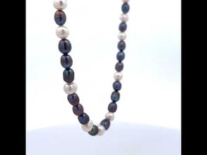 Classic Two-Tone White and Grey Plain Pearl Necklace
