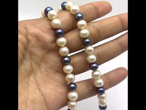 Natural Freshwater Pearl 8mm White Pink Grey Ringed Necklace 18.2inch Charming Necklace for Creativity and Emotional Balance