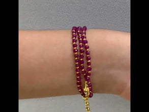 Genuine 925 Sterling Silver Station Necklace with Natural Ruby 3.5mm Faceted Rondelle Beaded Gemstone Strength Symbol