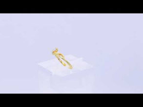 18K Yellow Gold Heart Solitaire Ring | Natural Diamond Dual Heart Swirl Motif | Romantic Promise Gift for Her