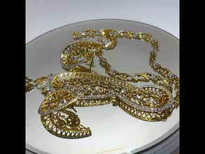 18K Yellow Gold Natural Diamond & Green Tourmaline Necklace & Earrings Set | Paisley Pavé Halo Design