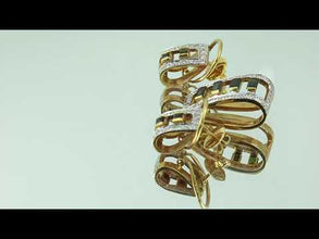 18K Yellow Gold Natural Diamond & Tourmaline Necklace & Earrings Set | Pavé Halo Geometric Rectangular Jewelry