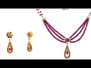 18K Two Tone Gold Pendant Chain Earring Set with Natural Diamond & Green Tourmaline Birthstone Jewelry