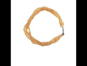 Natural Citrine Twisted Gemstone Bracelet | Rondelle 3mm Faceted Cut Gemstone Beads | Multi Strand November Birthstone Jewelry