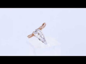 18K White & Rose Gold Tri-Leaf Swirl Statement Ring | Natural Diamond | Openwork Butterfly-Inspired Design