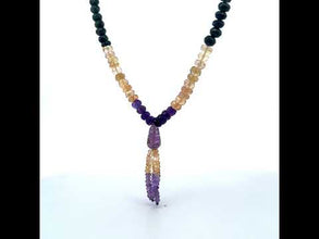 Peridot Natural, Citrine, Black Tourmaline, and Amethyst Necklace