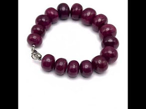 Natural Ruby Bracelet | Smooth 12–15mm Rondelle Beads 16 Pcs 305 Carats | Burgundy Red VS Clarity | 7 Inch Elegant Beaded Gemstone Jewelry