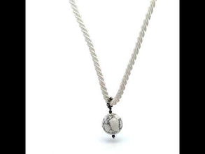Natural Howlite Gemstone 16mm Ball With White Twisted Cord Pendant Necklace Known For Calmness Patience And Relaxation