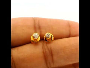 18K Yellow Gold Natural Round Diamond Stud Earrings | Minimal Bezel Set for Everyday Wear