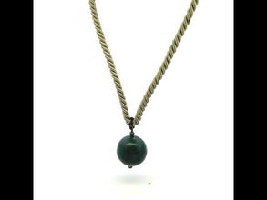Natural Jasper Gemstone Ball 20mm with Light Green Twisted Cord Pendant Necklace to Balance Inner Strength