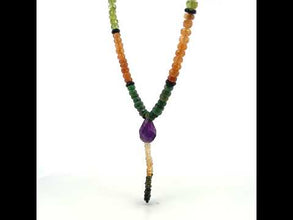 Spessartite Natural, Peridot, Tsavorite, Black Tourmaline, and Amethyst Necklace