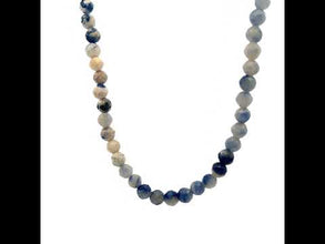 Natural Sodalite Necklace | Round 6mm Cut Gemstone Beads | 16.5 Inch Handmade Jewelry