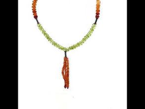 Spessartite Garnet Natural, Citrine, and Peridot Gemstone Necklace