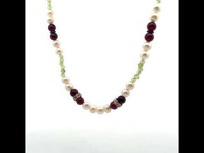 Natural Garnet Peridot Pearl Round Plain Handmade Gemstone Necklace