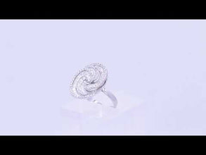 18K White Gold Spiral Cocktail Statement Ring | Natural Diamond Baguette & Round Swirl Design | Bold Luxury Gift