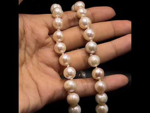 Natural Freshwater Pearl 9mm Cream Ringed Necklace 18.7inch Modern Pearl Jewelry for Confidence and Calm