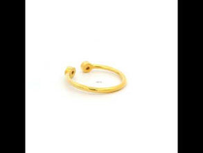 18K Yellow Gold Open Cuff Ring | Two Bezel-Set Natural White Diamonds | Modern Minimalist Knuckle Design