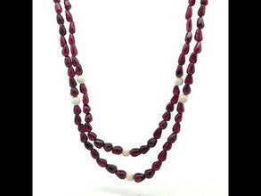 Handcrafted Garnet Drop Bead with Round Agate Accents Natural Gemstone 16.2