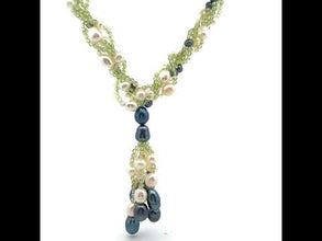 Natural Peridot Plain Ball & Pearl Gemstone Handmade Necklace