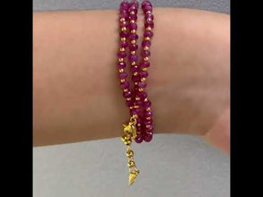 July Birthstone Natural Ruby 4mm with 925 Sterling Silver Station Necklace Faceted Rondelle Beaded Gemstone Root Chakra