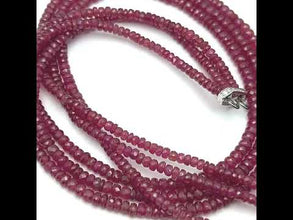Natural Precious Necklace Ruby Gem Beads 3 Strands Layered Unique Jewelry
