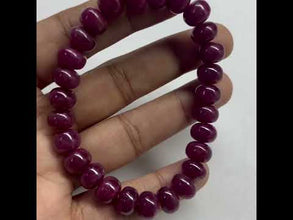 Natural Ruby Bracelet | Smooth 9-10mm Rondelle Gemstone Beads | 27 Pcs 158 Carats | Rich Burgundy Red VVS Clarity | Timeless Wrist Jewelry For Her