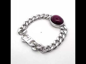 Luxury AGL Certified Star Ruby Bracelet Oval Cabochon Gemstone Sterling Silver Cuban Link Heirloom Jewelry