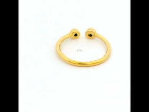 18K Yellow Gold Diamond Open Cuff Ring | Two Bezel-Set White Diamonds | Contemporary Stackable Knuckle Band