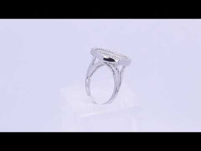 18K White Gold Spiral Halo Statement Ring | Natural Diamond Baguette & Round Pavé Design | Bold Contemporary