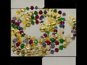 Sterling Silver 925 Station Necklace with Natural Mix Precious 4mm Faceted Rondelle Beaded Gemstone Balance Energy