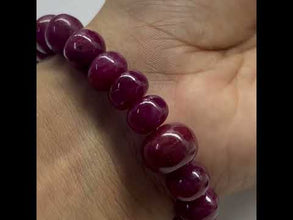 Natural Ruby Gemstone Bracelet | Smooth 10-13mm Rondelle Beads 22 Pcs 190 Carats | Crimson Red VVS Clarity | July Birthstone Jewelry