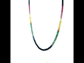 Natural Ruby / Emerald / Sapphire Multi Rondelle Facet Cut Beads Necklace