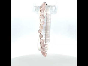 Natural Rose Quartz Gemstone Bracelet | Drop 8x5mm Briolette Cut Gemstone Beads | 7.5 Inch Jewelry for Her