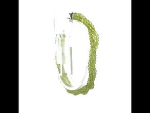 Natural Peridot Twisted Gemstone Bracelet | Rondelle 3mm Faceted Cut Beads | 7 Inch August Birthstone Jewelry