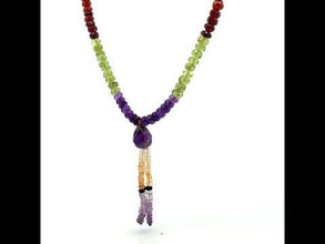 Citrine Natural, Spessartite Garnet, Peridot, and Amethyst Gemstone Necklace