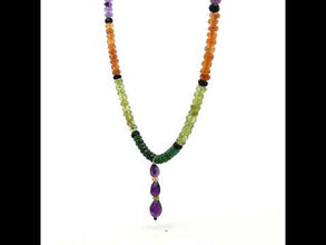 Spessartite Natural, Blue Tourmaline, Peridot, Amethyst, and Tsavorite Necklace