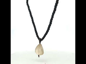 Chalcedony Natural Gemstone Pendant Necklace 22mm Tumble Shape with Black Twisted Cord Symbol of Brotherhood