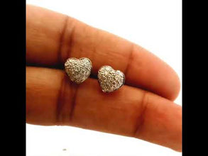 18K Yellow & White Gold | Natural Diamond Heart Motif Stud Earrings | Round Cluster Design