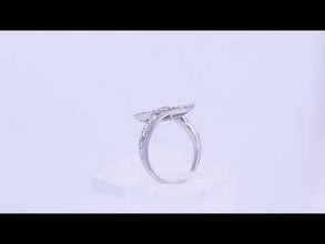 18K White Gold Marquise Illusion Halo Ring | Natural Diamond Baguette & Round Bypass Design | Elegant Jewelry