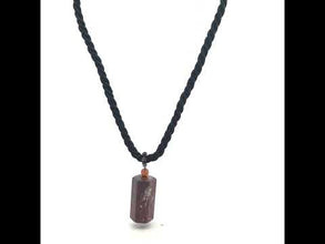 Natural Jasper Gemstone 24mm Smooth Hexagon Shape With Black Twisted Cord Pendant Necklace Linked To Grounding Stability And Balance