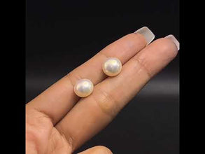 Freshwater Pearl Studs Earrings Button Shape Plain Smooth 9.30mm Pink Color Excellent Luster Elegant Pearl Jewelry Gift