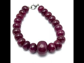 Natural Ruby Genuine Bracelet | Smooth 9–16mm Rondelle Beads 21 Pcs 221 Carats | Burgundy Red VS Clarity | 7.2 Inch High-Value Gemstone Jewelry