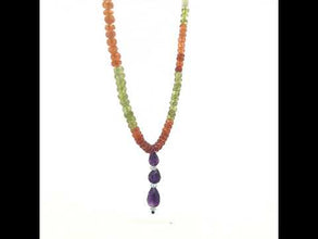 Amethyst Natural, Spessartite, Citrine, Aqua, and Peridot Necklace